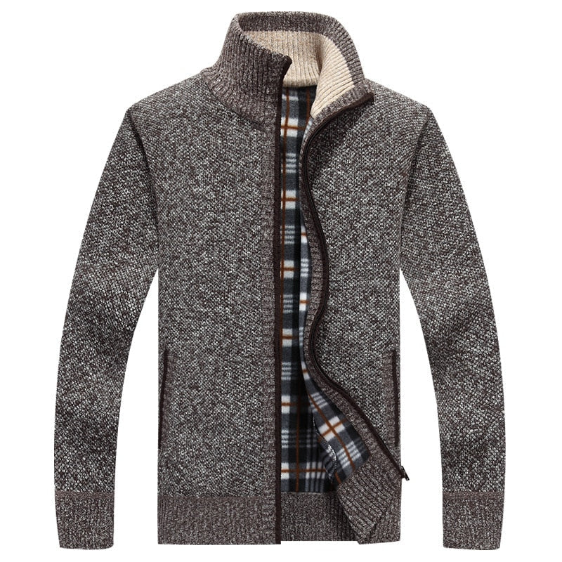 Gilet Homme Chaud en Maille Zippé avec Intérieur Doublé