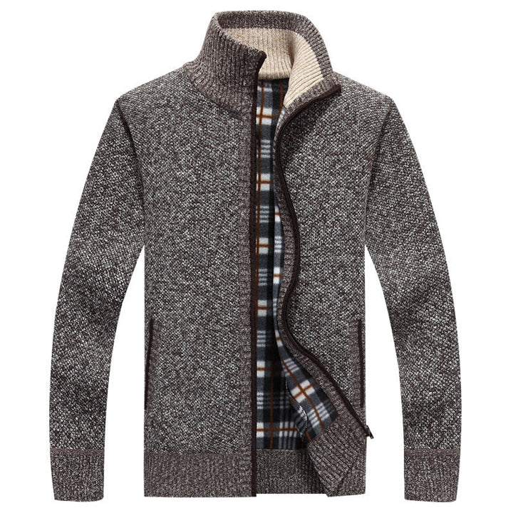 Gilet Homme Chaud en Maille Zippé avec Intérieur Doublé