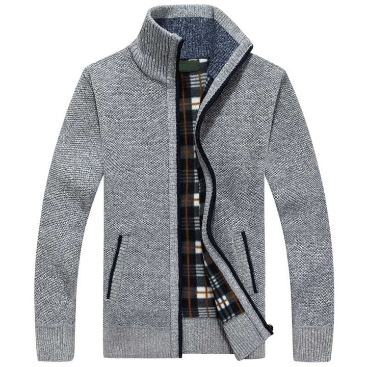 Gilet Homme Chaud en Maille Zippé avec Intérieur Doublé