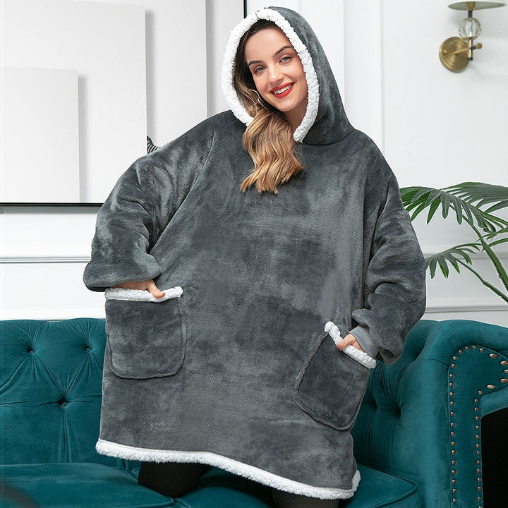 Sweat Plaid à Capuche en Polaire et Laine
