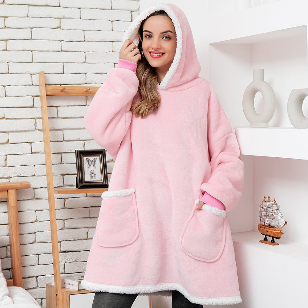 Sweat Plaid à Capuche en Polaire et Laine