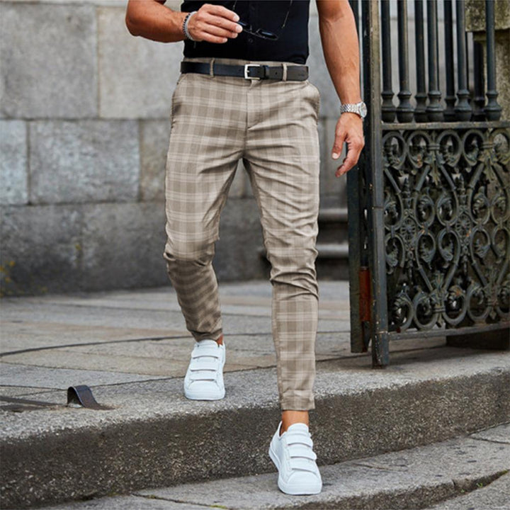 Pantalon Chino Homme à Carreaux Stretch, Coupe Slim
