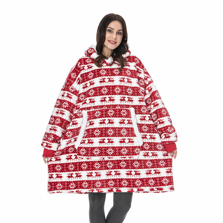 Sweat Plaid à Capuche en Polaire et Laine