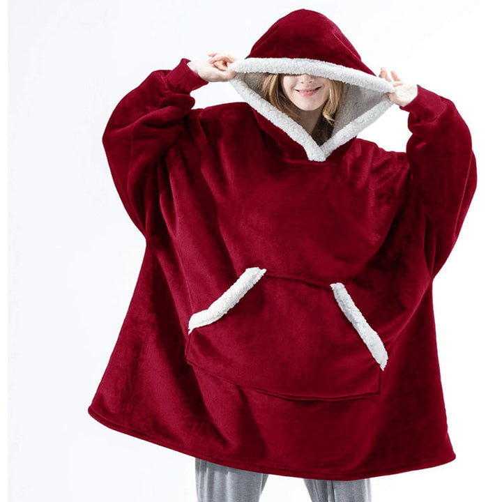 Sweat Plaid à Capuche en Polaire et Laine