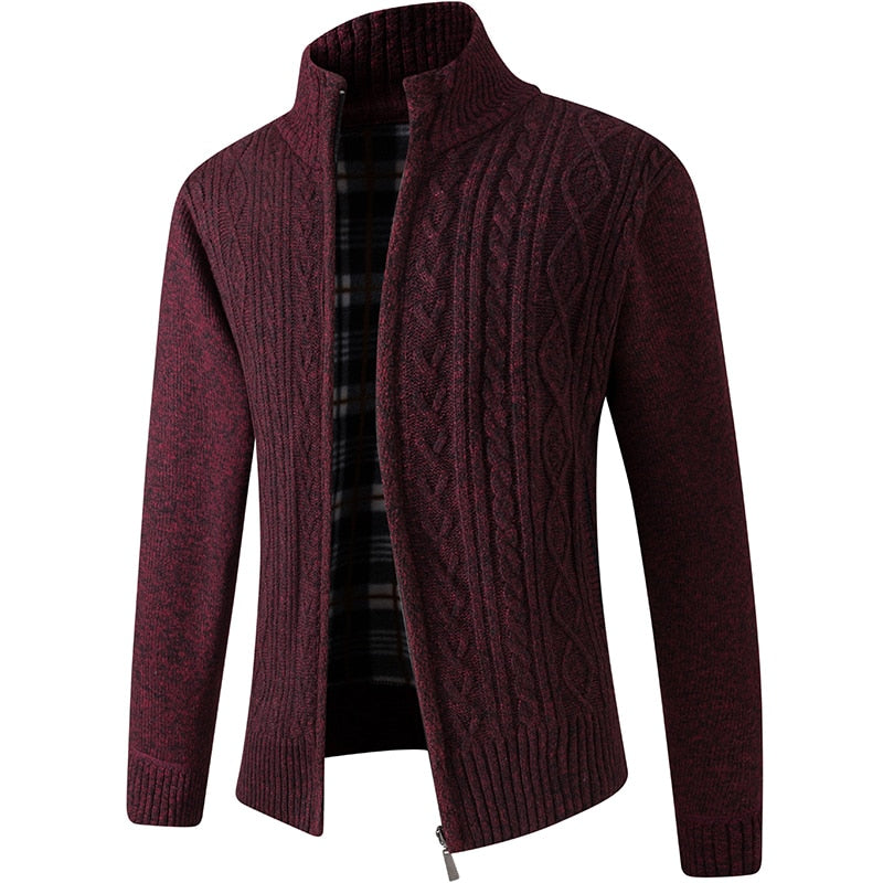 Gilet Homme Chaud en Maille Zippé avec Intérieur Doublé