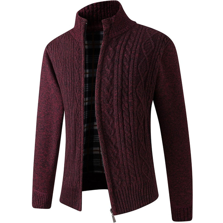 Gilet Homme Chaud en Maille Zippé avec Intérieur Doublé