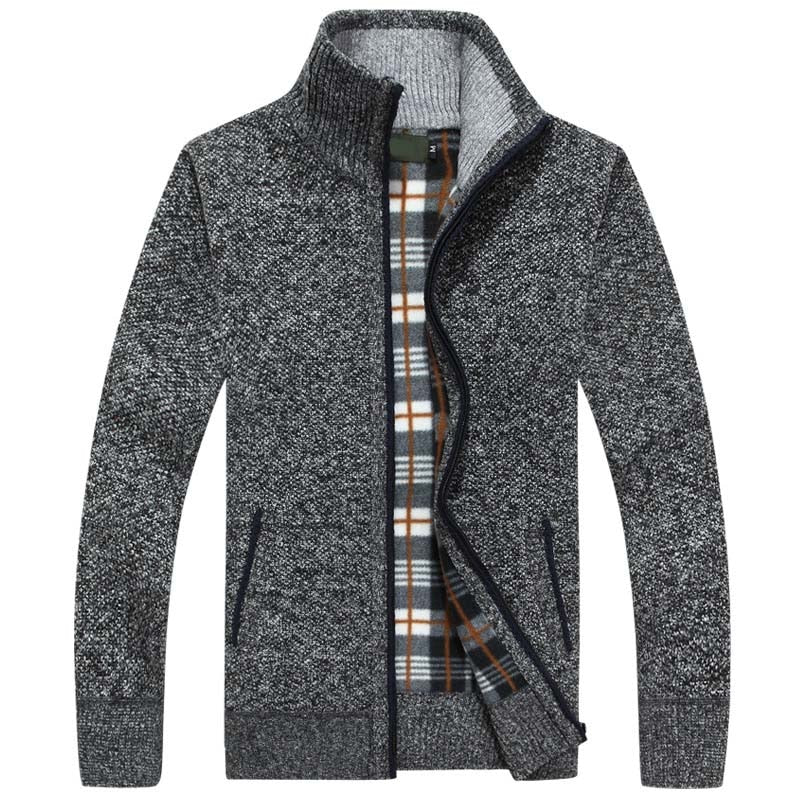Gilet Homme Chaud en Maille Zippé avec Intérieur Doublé