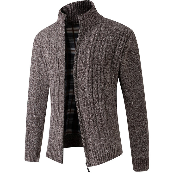 Gilet Homme Chaud en Maille Zippé avec Intérieur Doublé