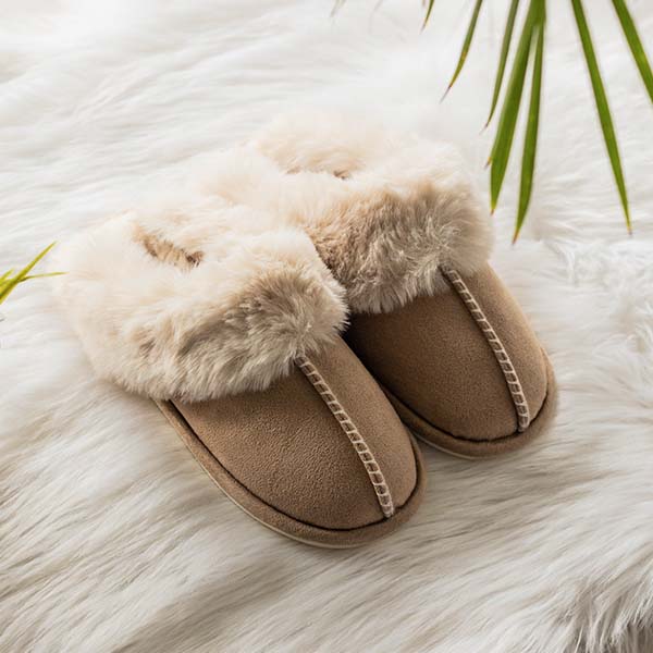Chaussons Mules en Fausse Fourrure à Semelle Antidérapante pour Femme