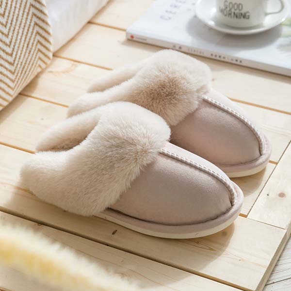 Chaussons Mules en Fausse Fourrure à Semelle Antidérapante pour Femme