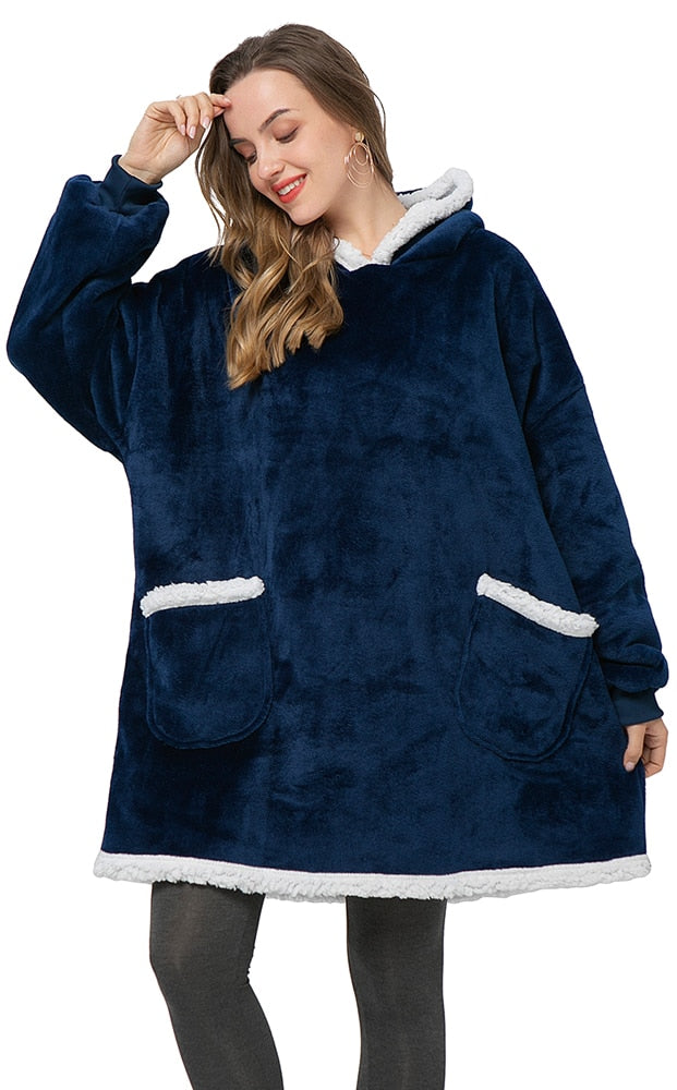 Sweat Plaid à Capuche en Polaire et Laine