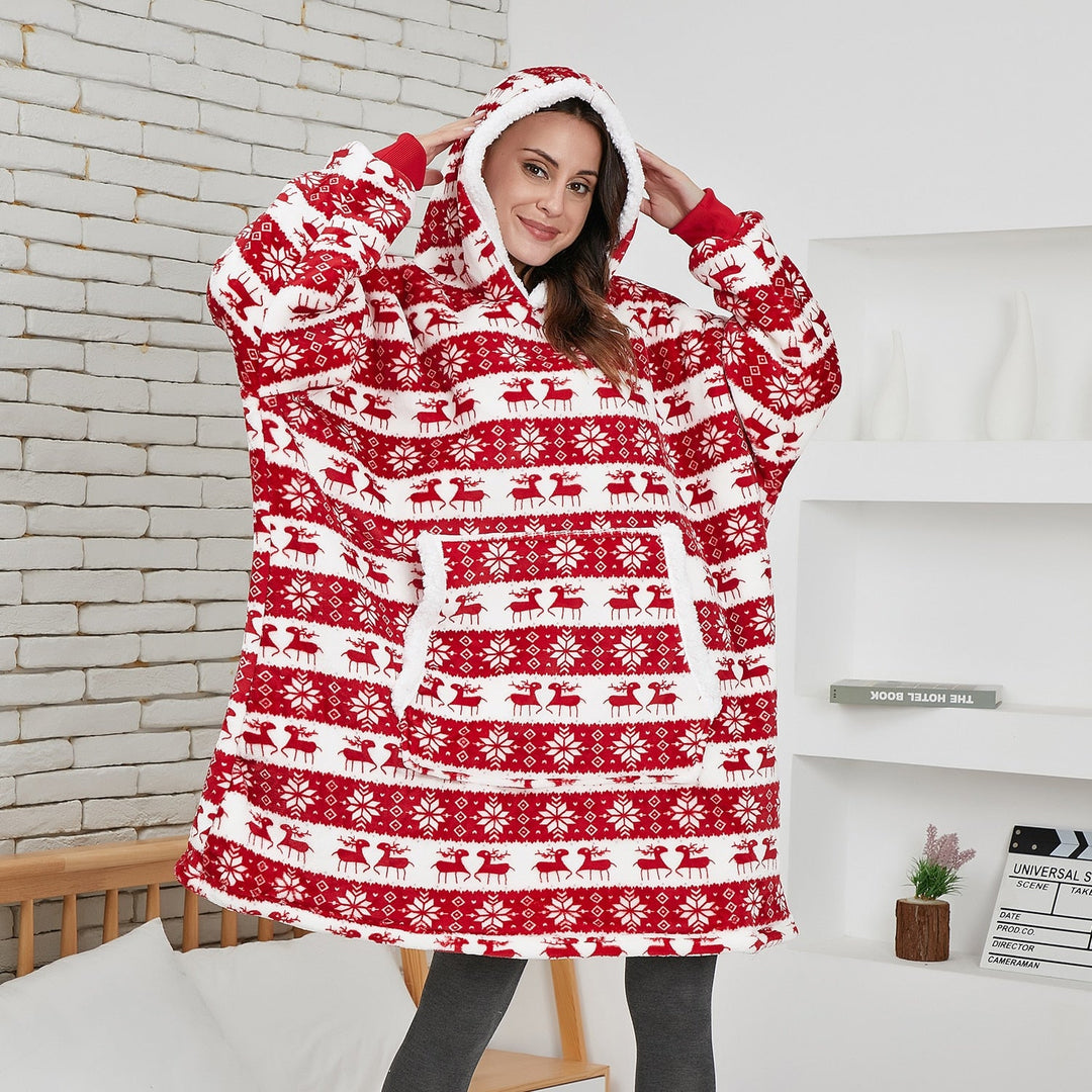 Sweat Plaid à Capuche en Polaire et Laine