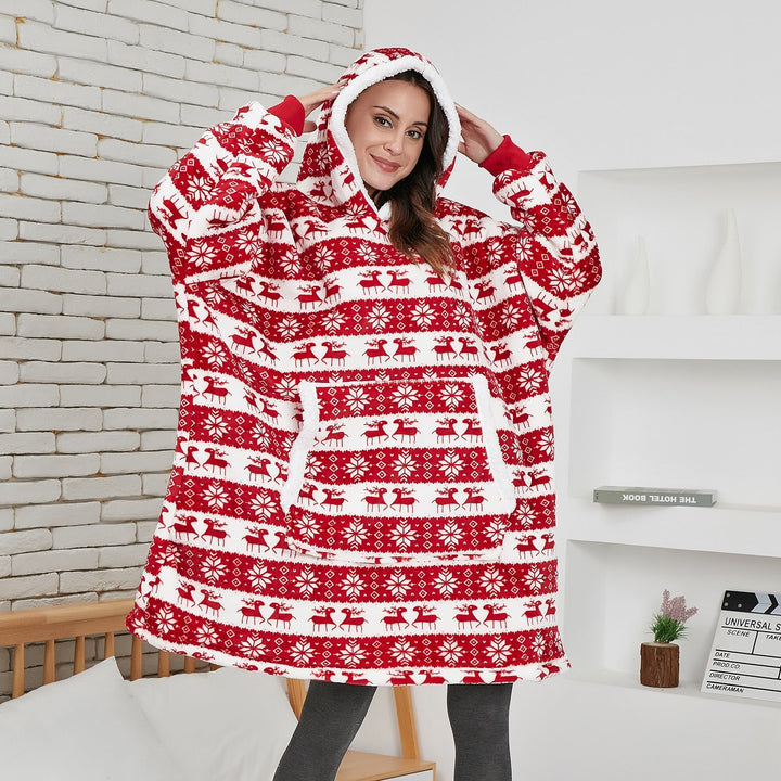 Sweat Plaid à Capuche en Polaire et Laine