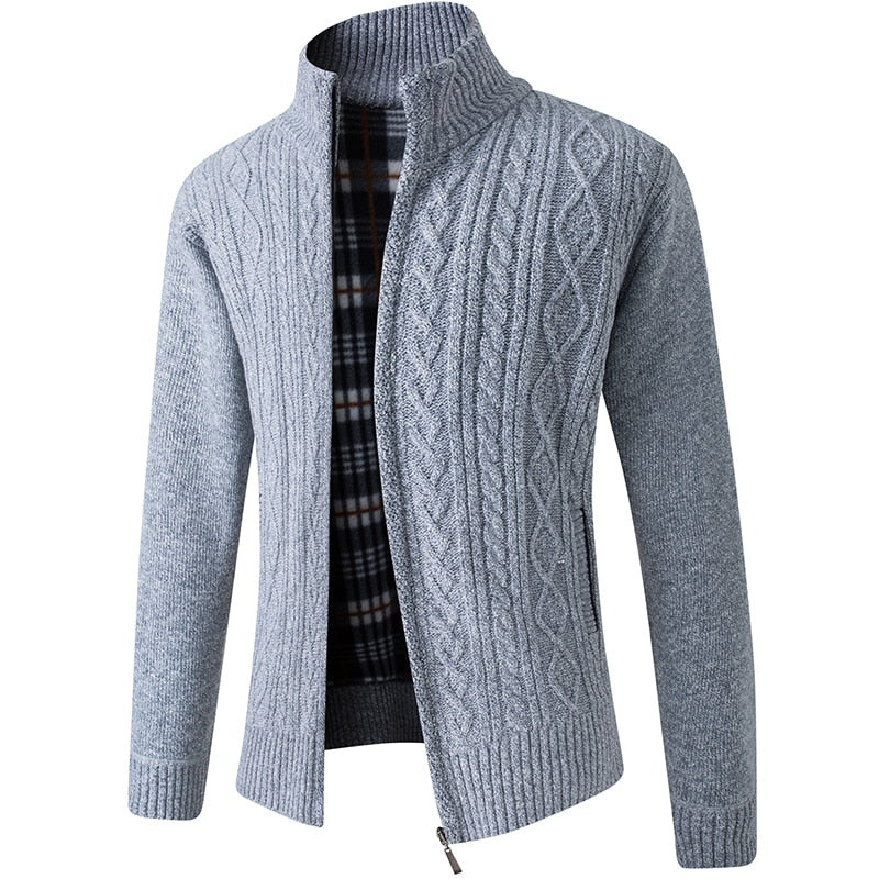 Gilet Homme Chaud en Maille Zippé avec Intérieur Doublé