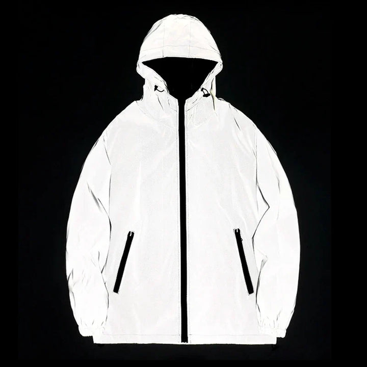 Coupe-Vent Homme Réfléchissant à Capuche Poches Zippées