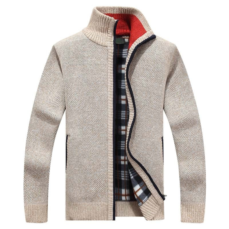 Gilet Homme Chaud en Maille Zippé avec Intérieur Doublé