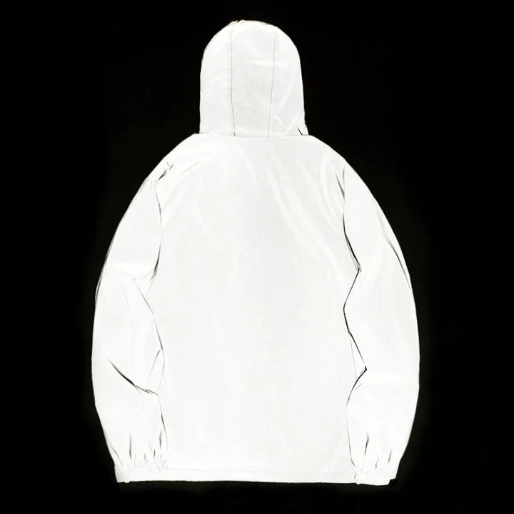 Coupe-Vent Homme Réfléchissant à Capuche Poches Zippées