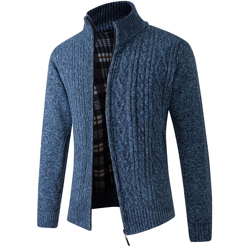 Gilet Homme Chaud en Maille Zippé avec Intérieur Doublé