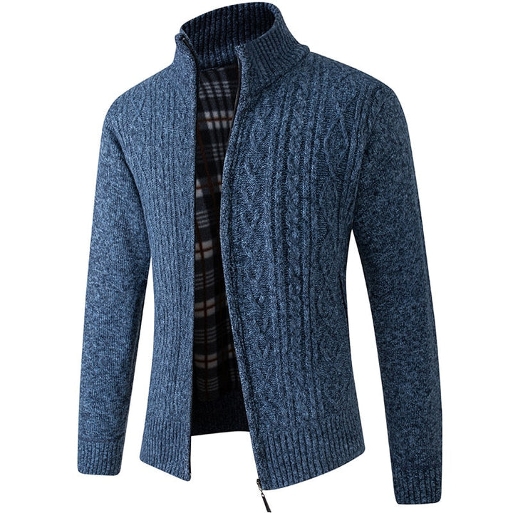 Gilet Homme Chaud en Maille Zippé avec Intérieur Doublé