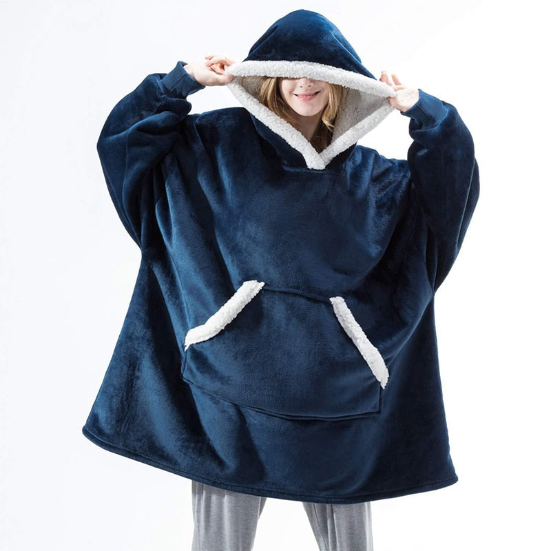 Sweat Plaid à Capuche en Polaire et Laine