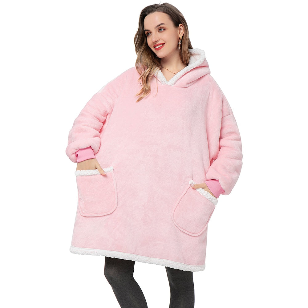 Sweat Plaid à Capuche en Polaire et Laine