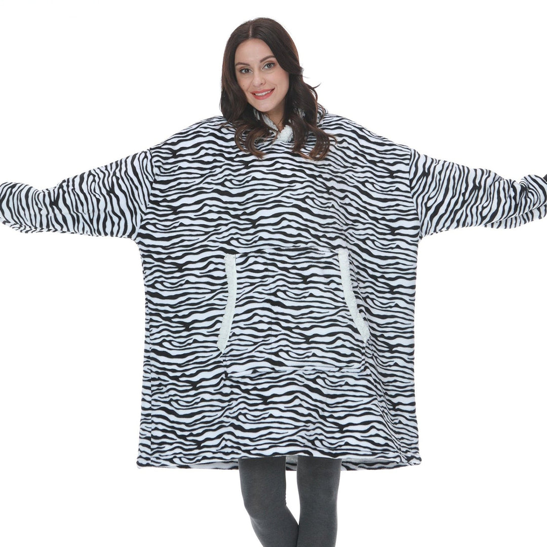 Sweat Plaid à Capuche en Polaire et Laine