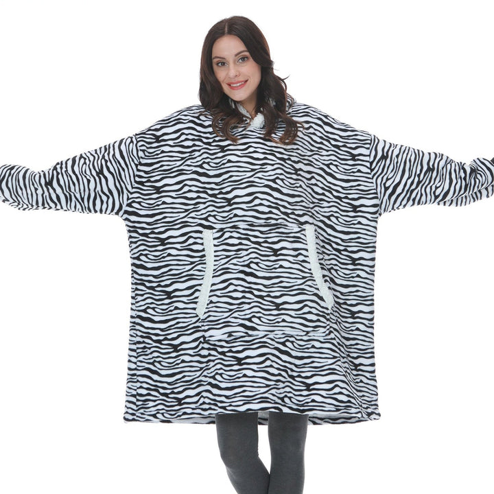 Sweat Plaid à Capuche en Polaire et Laine