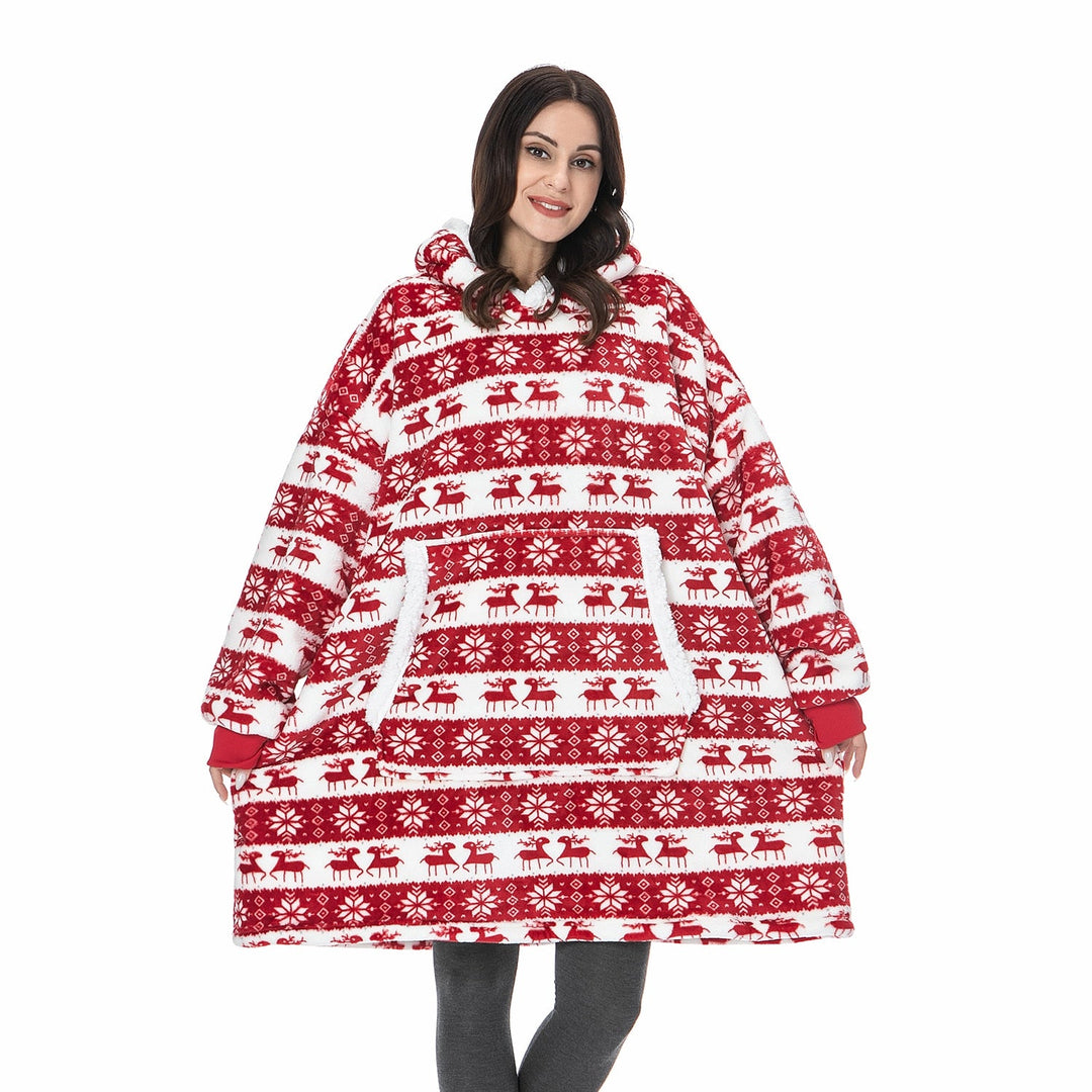 Sweat Plaid à Capuche en Polaire et Laine
