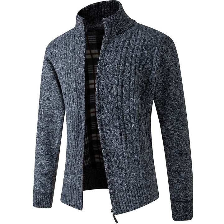 Gilet Homme Chaud en Maille Zippé avec Intérieur Doublé