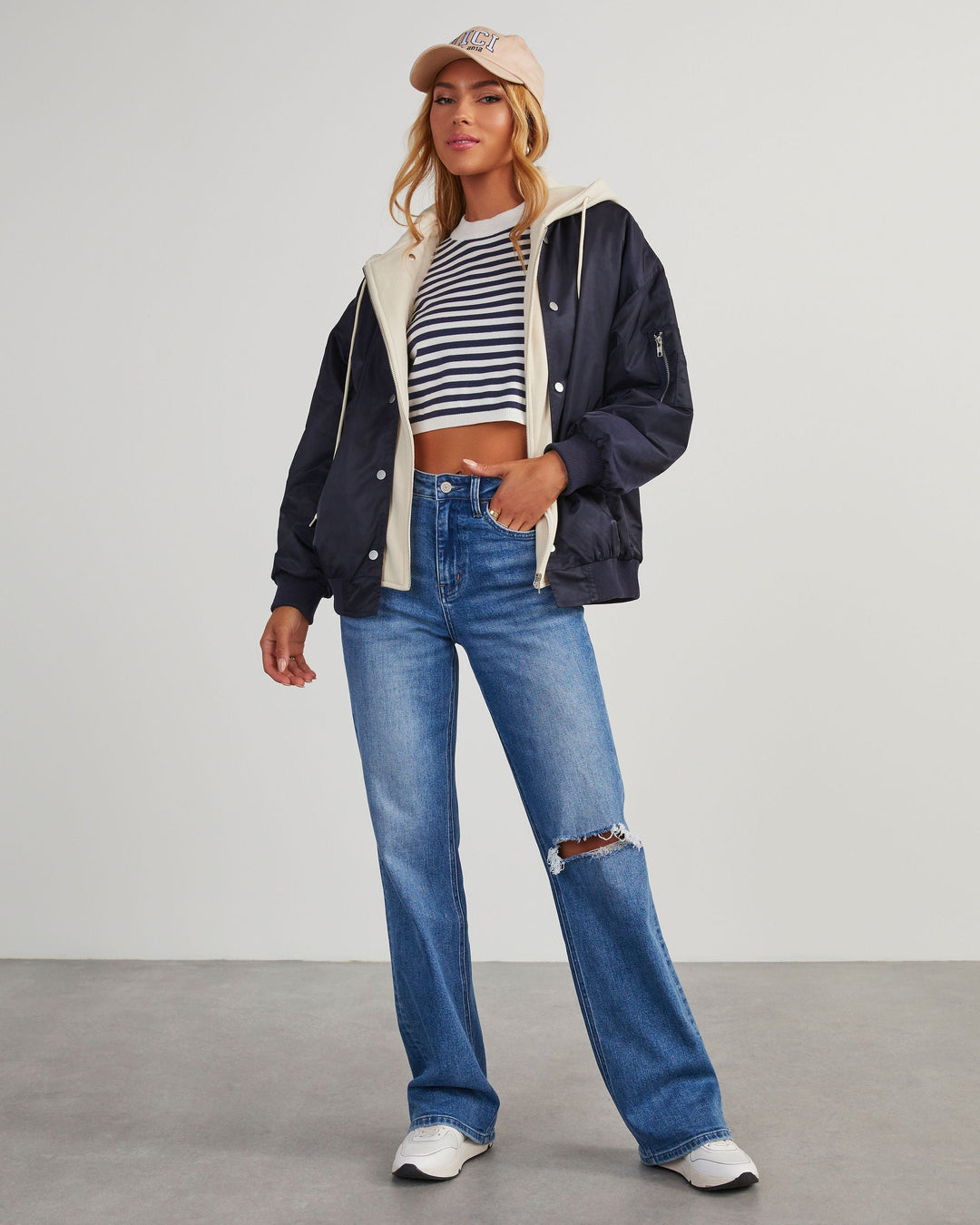 Blouson Bomber Femme Oversize à Capuche avec Doublure Douce