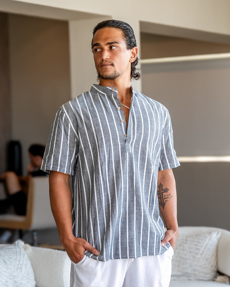 Armand | Chemise à manches courtes à rayures pour hommes