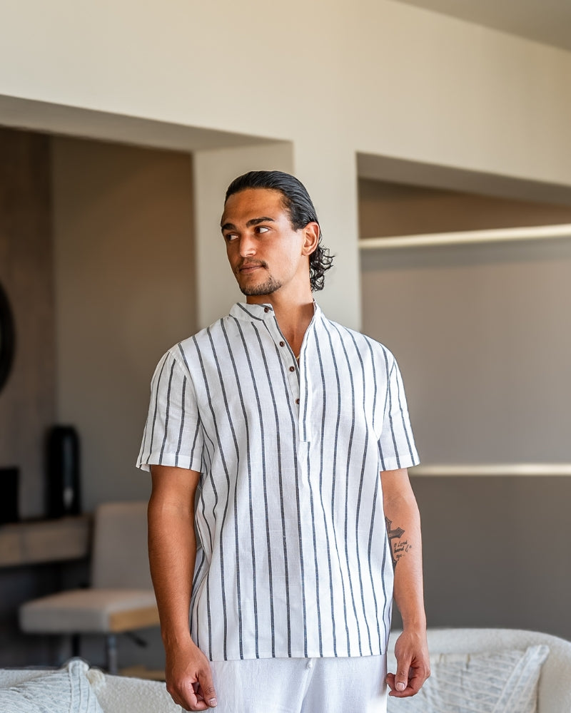 Armand | Chemise à manches courtes à rayures pour hommes