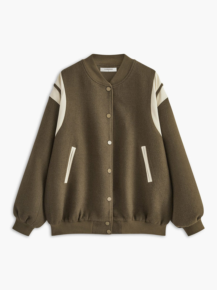 Veste Universitaire Femme Oversize à Manches Contrastées
