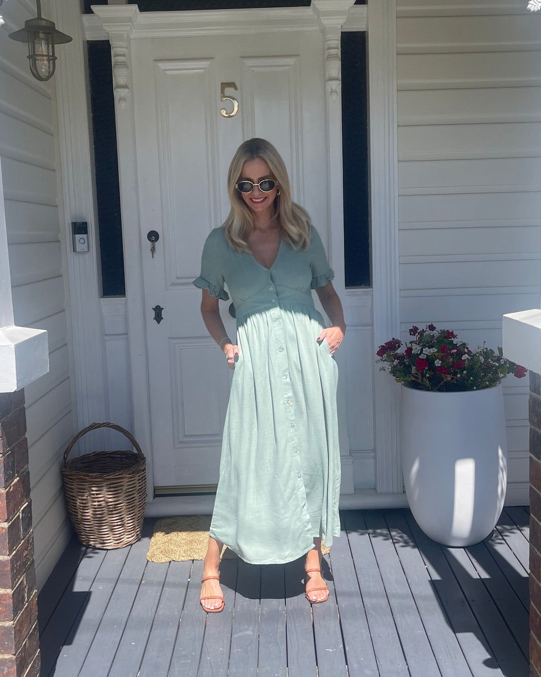 Séraphine | Robe longue élégante à col en V pour femmes