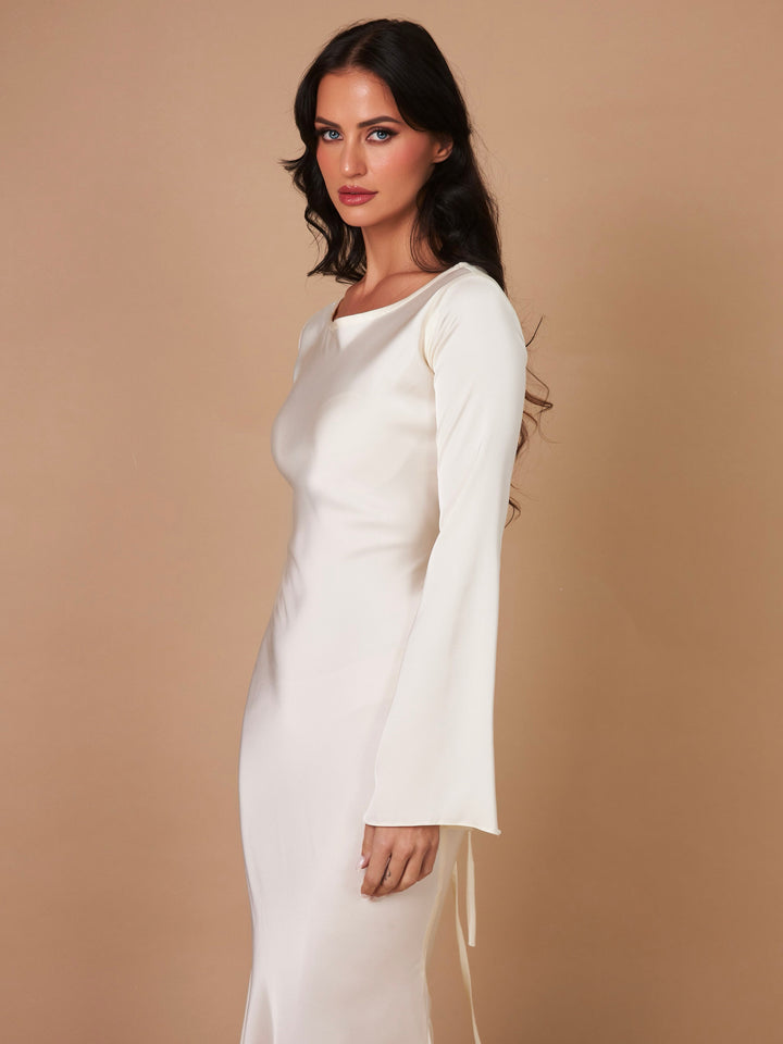 Robe Longue Femme Manches Longues Col Rond Taille Cintrée