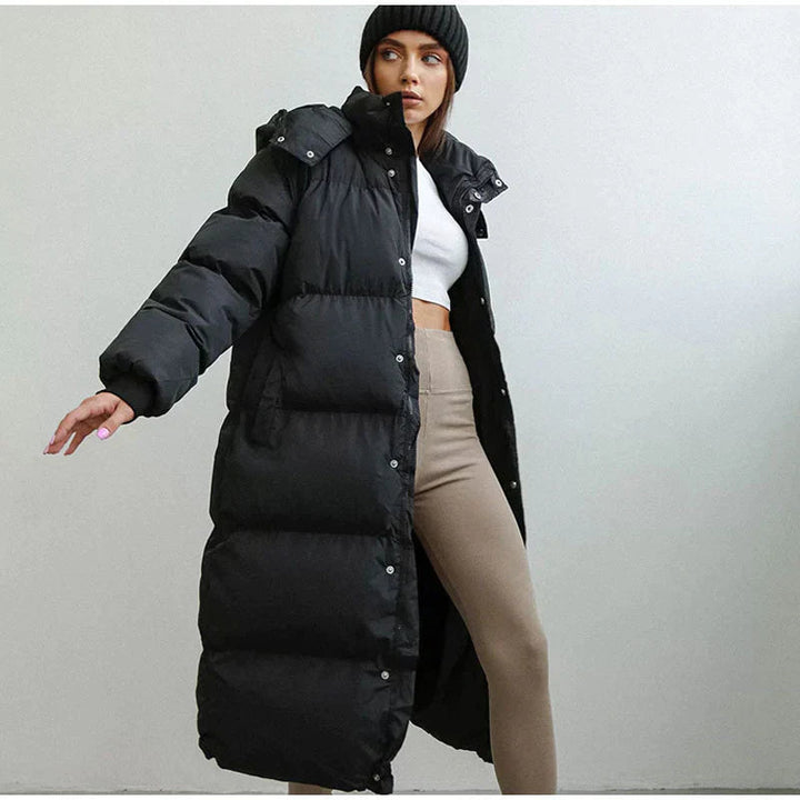 Doudoune Femme Longue Matelassée Capuche Boutonnée