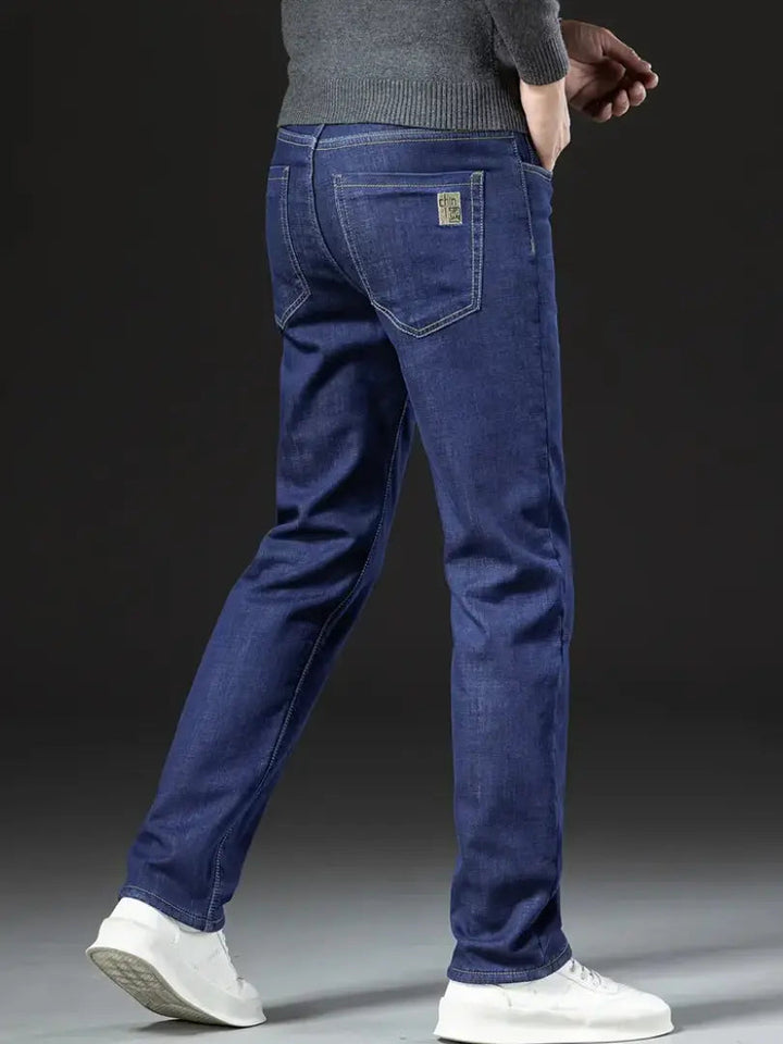 Jean Homme Doublure Polaire Coupe Regular Cinq Poches Fermeture Zip Et Bouton