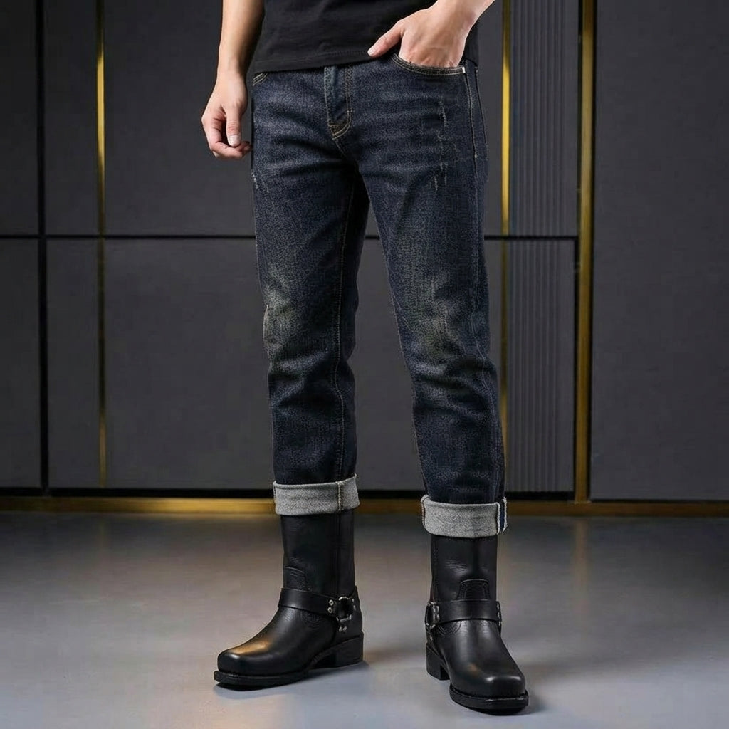 Bottes Western Homme Montantes à Boucle Bout Rond