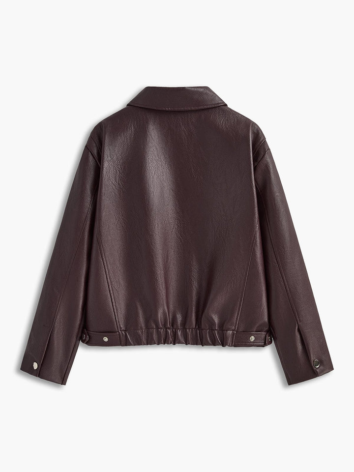 Veste Femme Zippée en Simili-Cuir PU