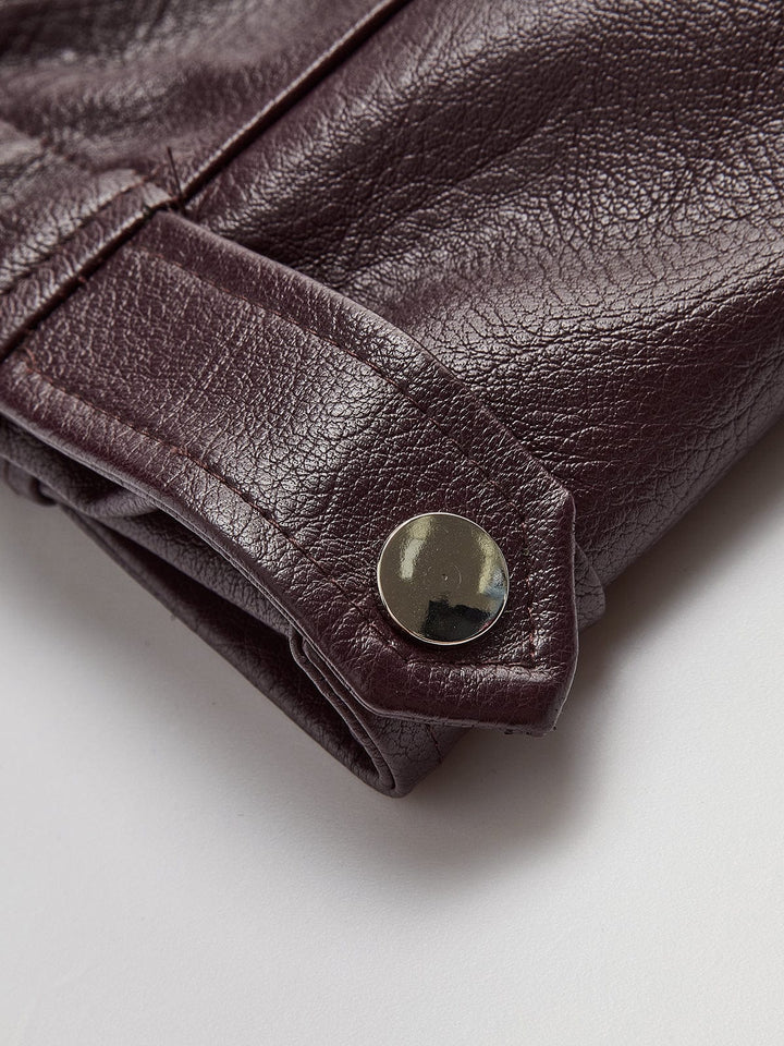 Veste Femme Zippée en Simili-Cuir PU