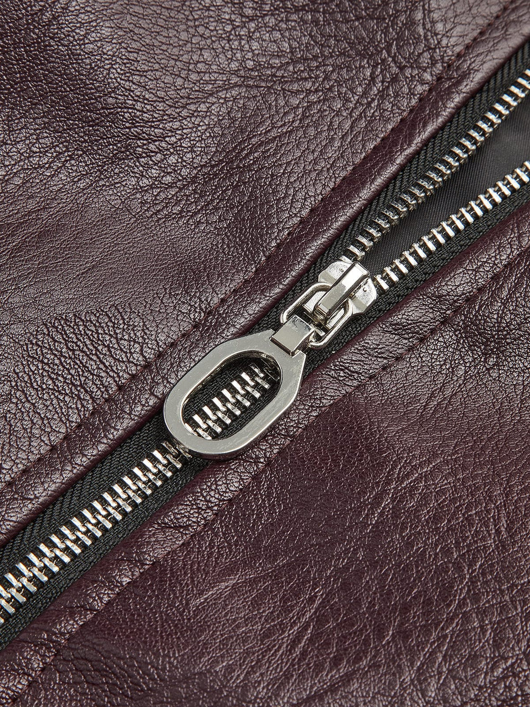 Veste Femme Zippée en Simili-Cuir PU