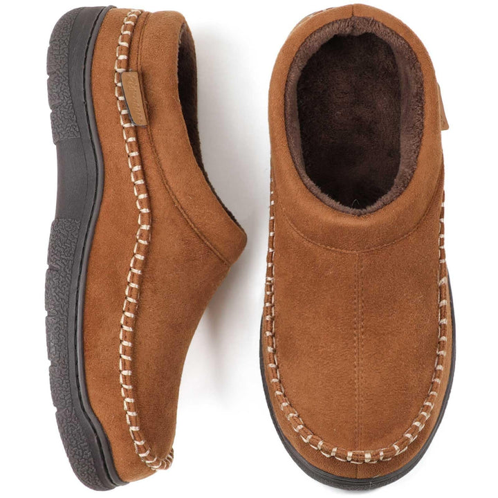 Chaussons Mocassins en Daim Doublés Fourrure à Semelle Crantée pour Homme