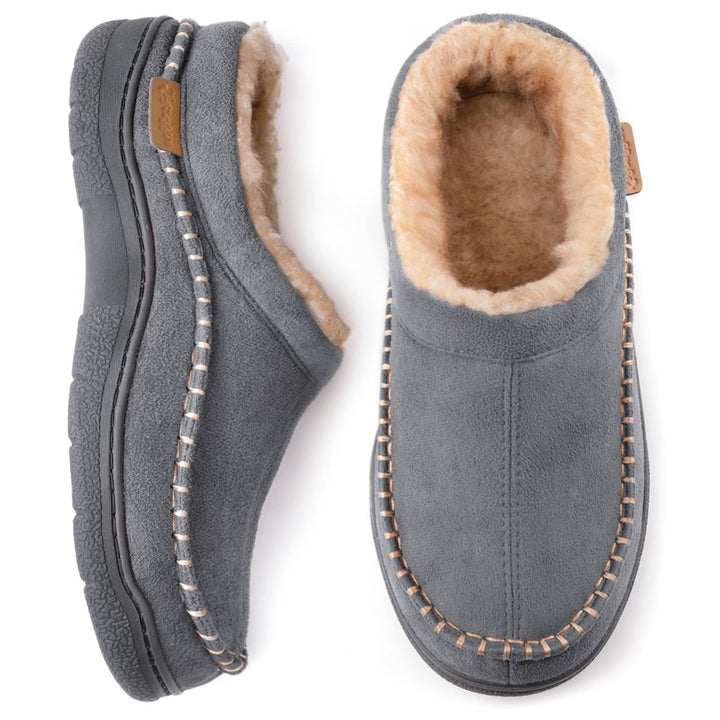Chaussons Mocassins en Daim Doublés Fourrure à Semelle Crantée pour Homme