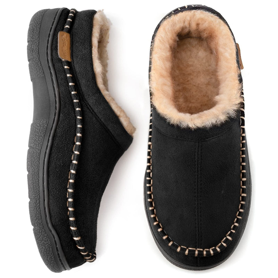 Chaussons Mocassins en Daim Doublés Fourrure à Semelle Crantée pour Homme