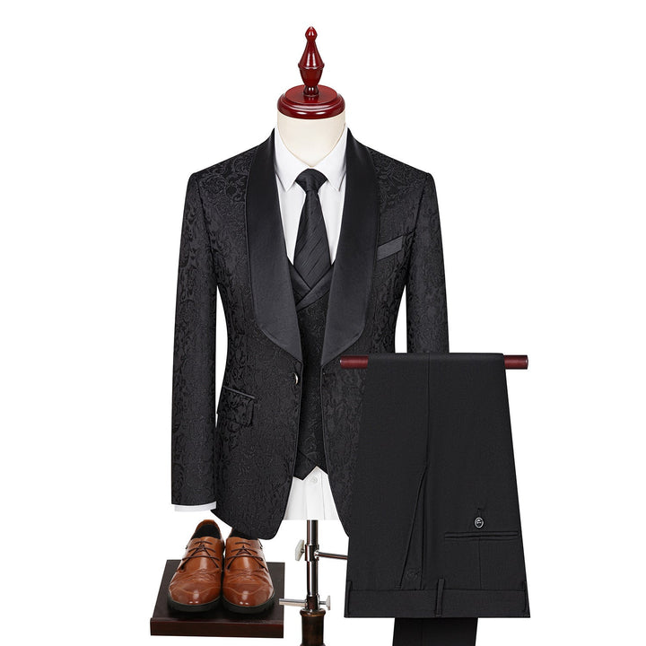 Costume 3 Pièces Homme Imprimé Fleuri Col Châle