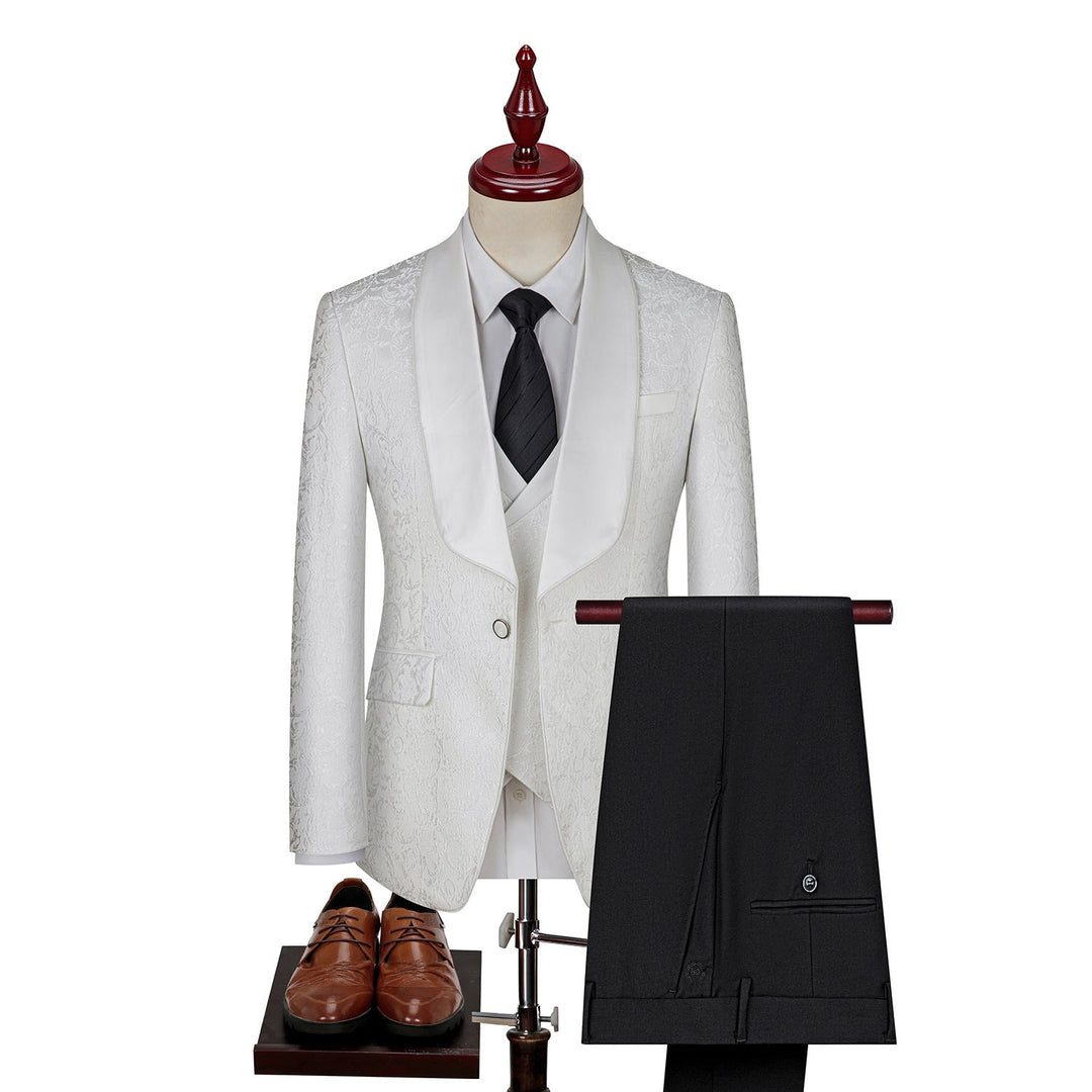 Costume 3 Pièces Homme Imprimé Fleuri Col Châle
