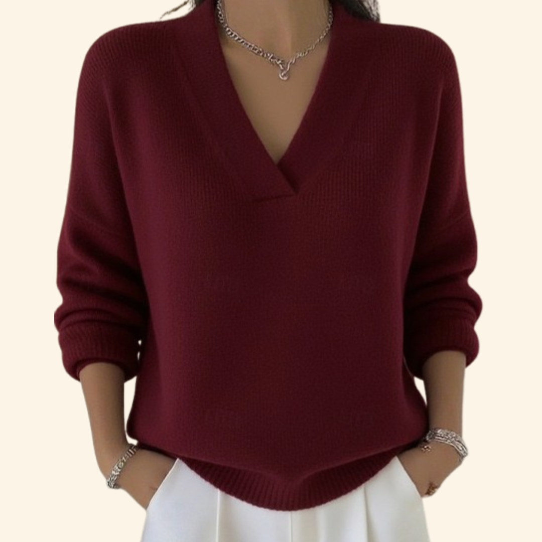 Pull Femme en Maille Col V