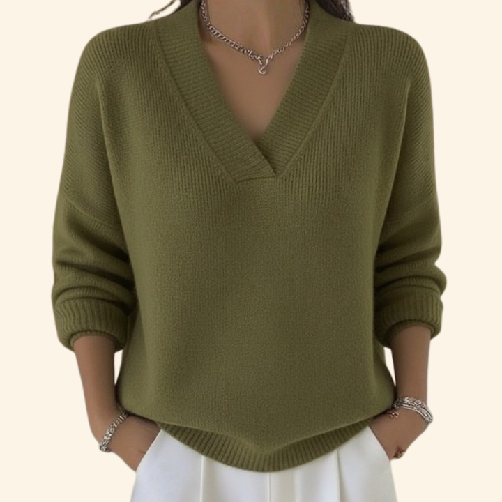 Pull Femme en Maille Col V