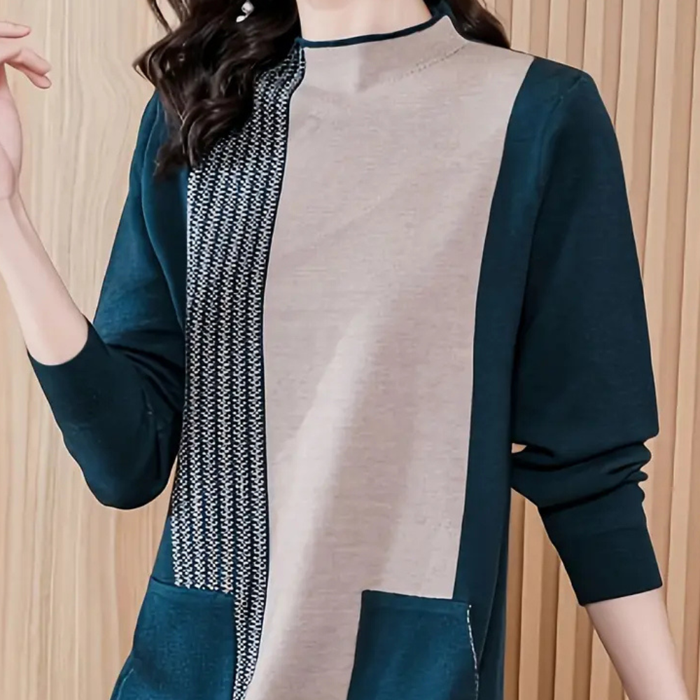 THEADORA - Robe en Tricot à Col Montant pour Femmes