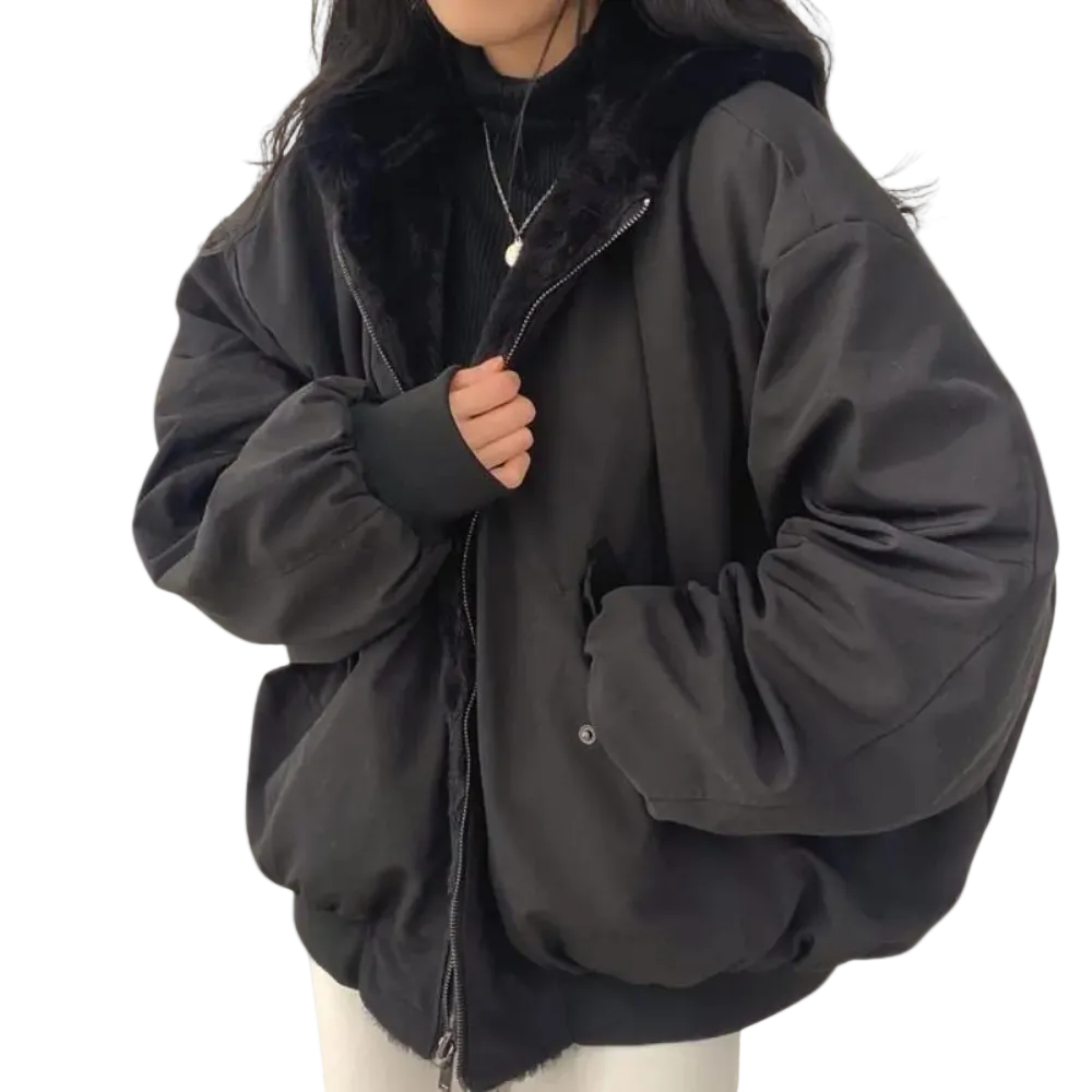 Veste d’Hiver Femme Double Couche à Capuche Ajustable